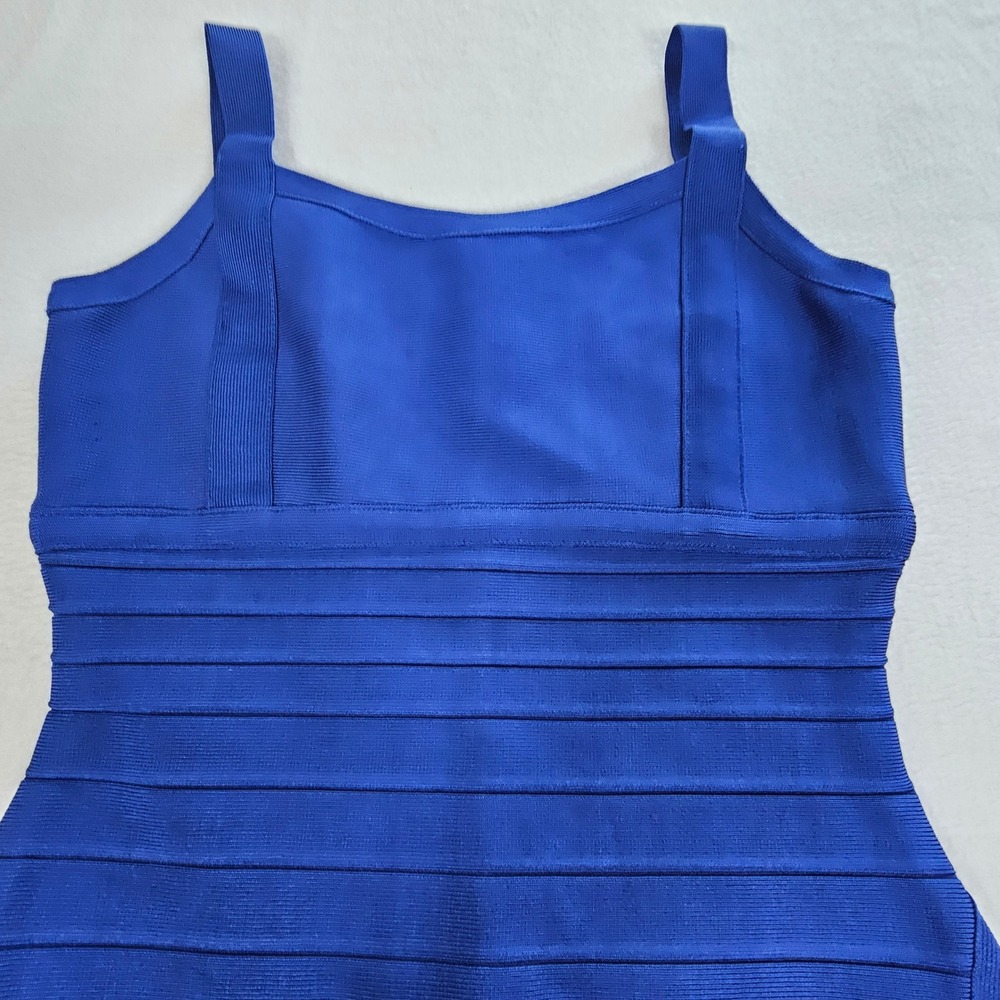 Phistic Royal Blue Bandage Dress Sleeveless Bodycon Midi Square Neck Womens S - Picture 3 of 9